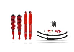 Pedders Heavy Duty Load Carrying and Towing  Suspension Kit. With Foam Cell Shocks & Assembled Front Struts & Parabolic Leaf Springs. Toyota Hilux MK8 & MK9
